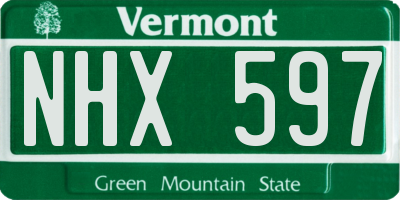 VT license plate NHX597