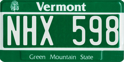 VT license plate NHX598