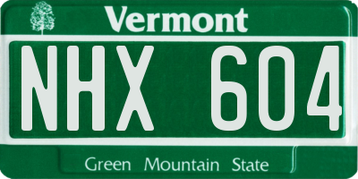 VT license plate NHX604