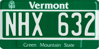 VT license plate NHX632
