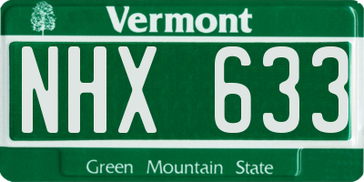 VT license plate NHX633