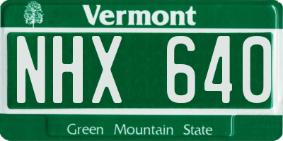 VT license plate NHX640