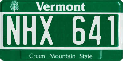 VT license plate NHX641