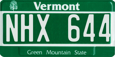 VT license plate NHX644