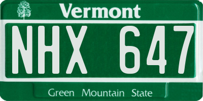 VT license plate NHX647