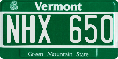 VT license plate NHX650