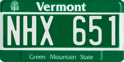 VT license plate NHX651