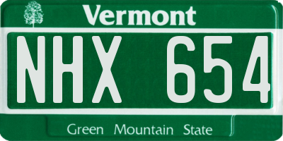 VT license plate NHX654