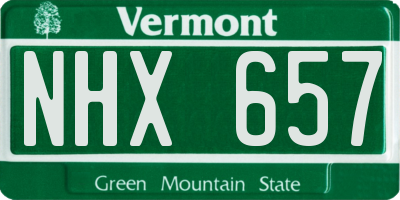 VT license plate NHX657