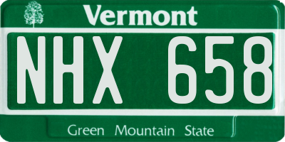 VT license plate NHX658