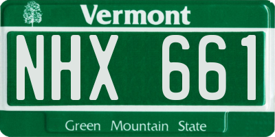VT license plate NHX661