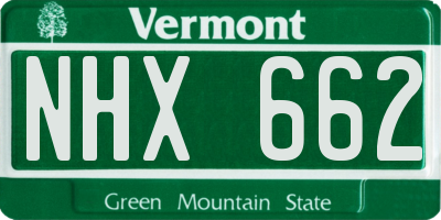 VT license plate NHX662