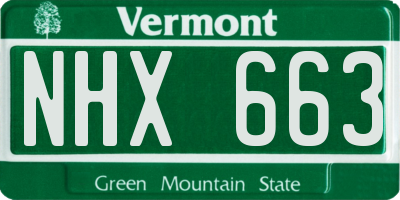 VT license plate NHX663