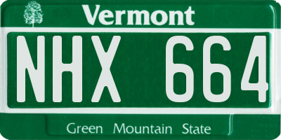 VT license plate NHX664
