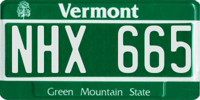 VT license plate NHX665