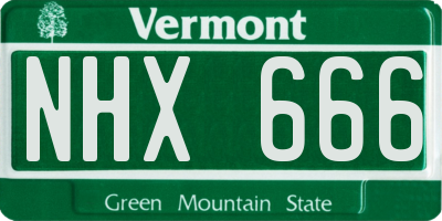 VT license plate NHX666
