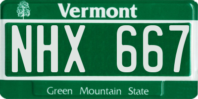 VT license plate NHX667