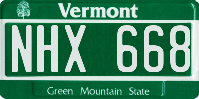 VT license plate NHX668