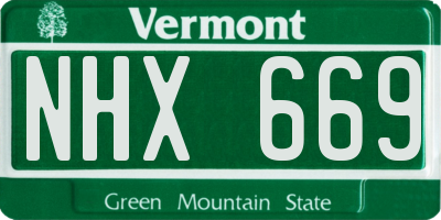 VT license plate NHX669