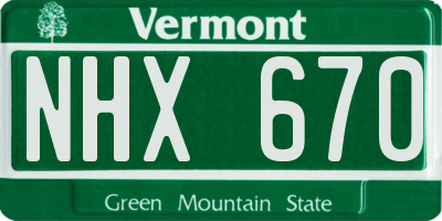 VT license plate NHX670