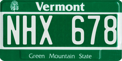 VT license plate NHX678