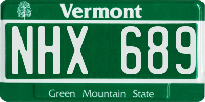 VT license plate NHX689