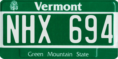 VT license plate NHX694