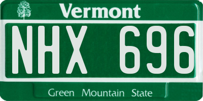 VT license plate NHX696