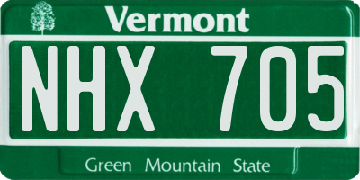 VT license plate NHX705