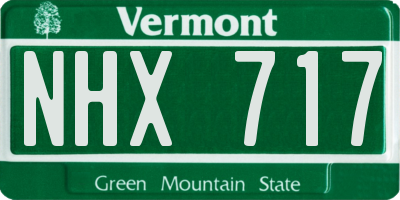 VT license plate NHX717