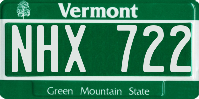 VT license plate NHX722