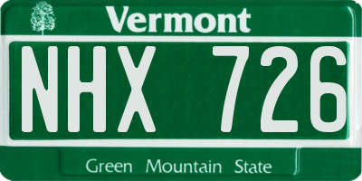 VT license plate NHX726