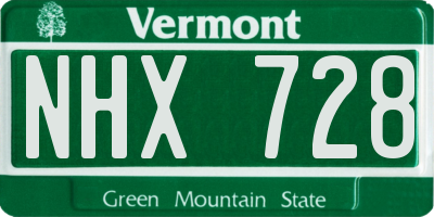 VT license plate NHX728