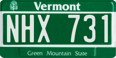 VT license plate NHX731