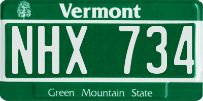 VT license plate NHX734