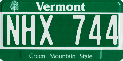 VT license plate NHX744