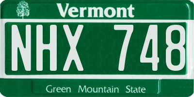 VT license plate NHX748