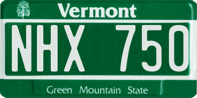 VT license plate NHX750