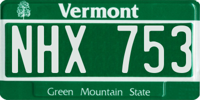 VT license plate NHX753