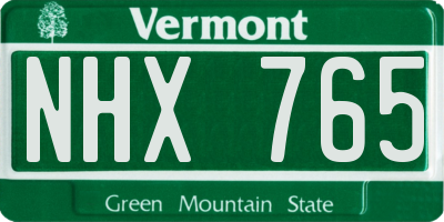 VT license plate NHX765