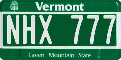 VT license plate NHX777