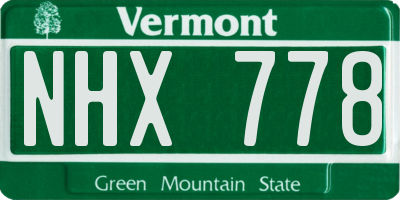VT license plate NHX778
