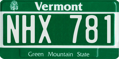VT license plate NHX781