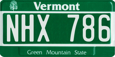 VT license plate NHX786