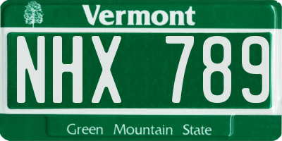 VT license plate NHX789