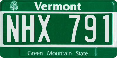 VT license plate NHX791