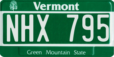 VT license plate NHX795