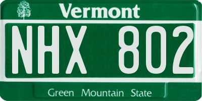 VT license plate NHX802