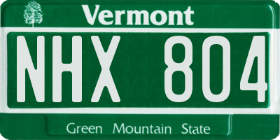 VT license plate NHX804