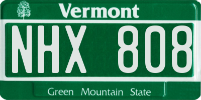VT license plate NHX808